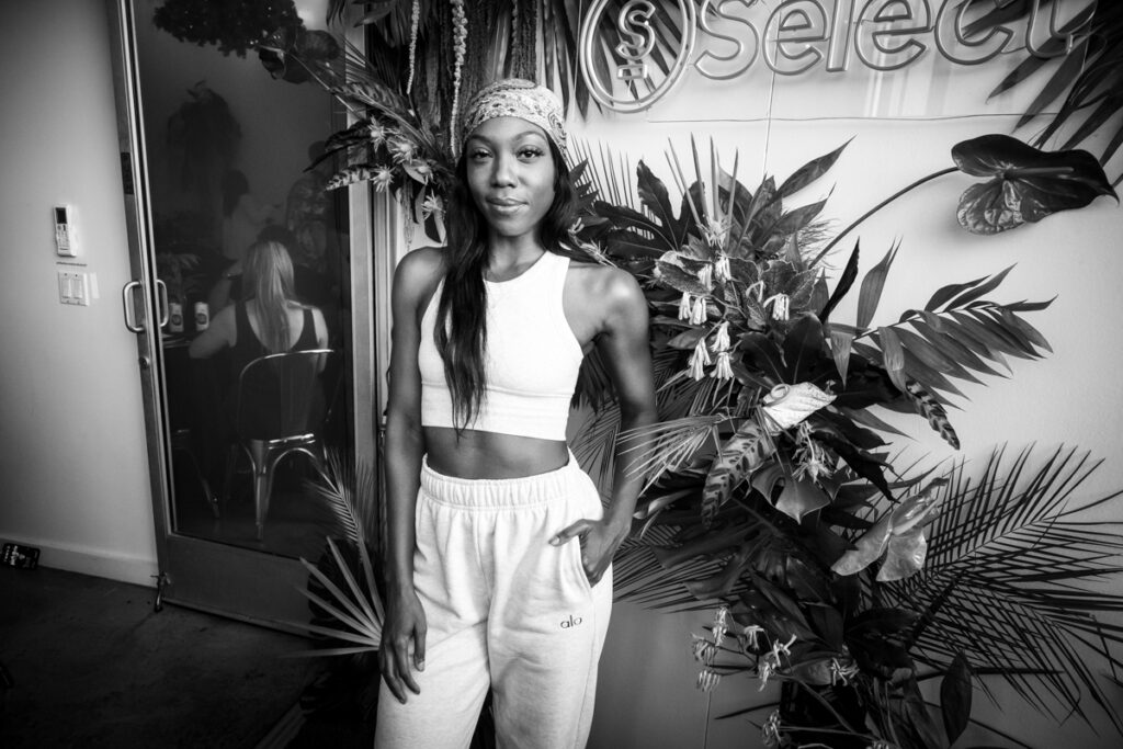 Sandra Aderigbe (Blaqstar Farms) attends Natural High Company's inaugural Juneteenth Emancipation Edition of the “Plates and Plants" dinner series honoring Black Changemakers in Cannabis, Hollywood, June 17th, 2022.