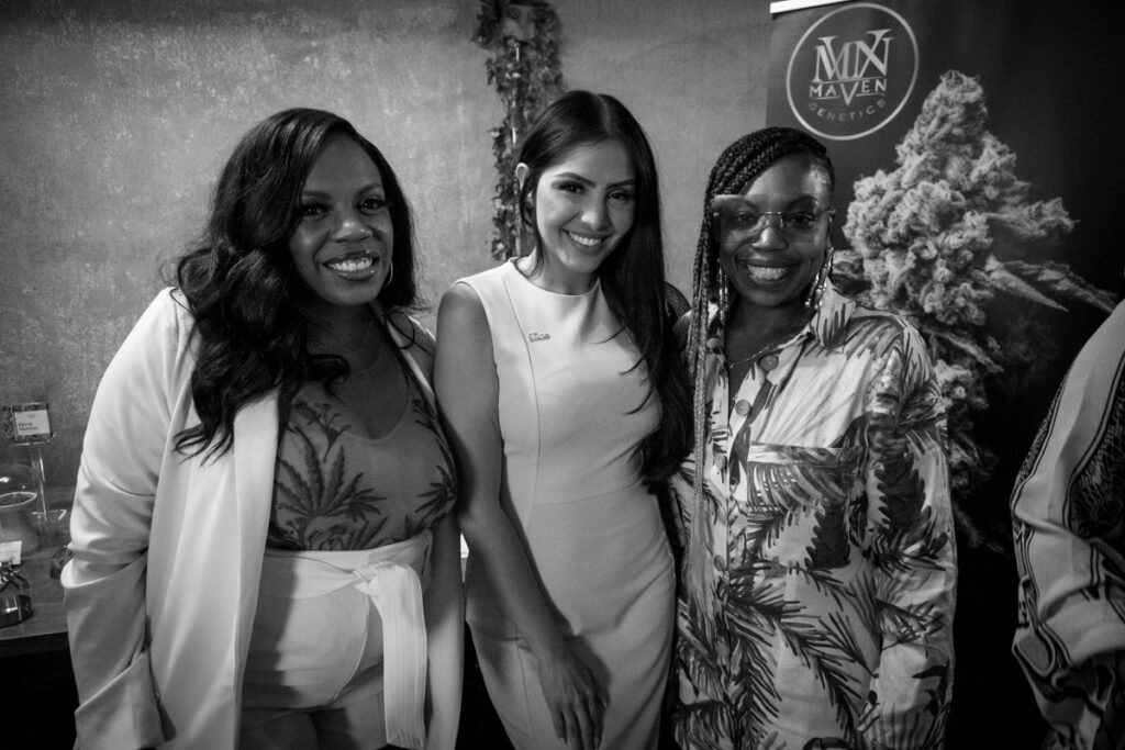 Lori Lord, Susie Plasencia, Alycia Hightower attend Natural High Company's inaugural Juneteenth Emancipation Edition of the “Plates and Plants" dinner series honoring Black Changemakers in Cannabis, Hollywood, June 17th, 2022.